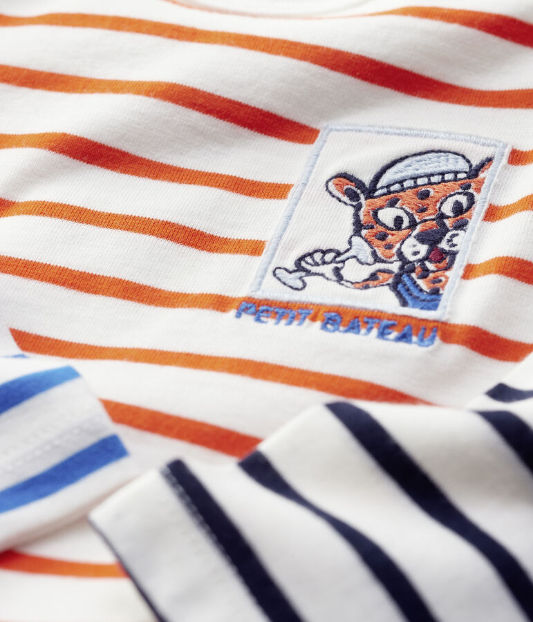 Baby-Matrosenbody aus Baumwolle. weiss/orange