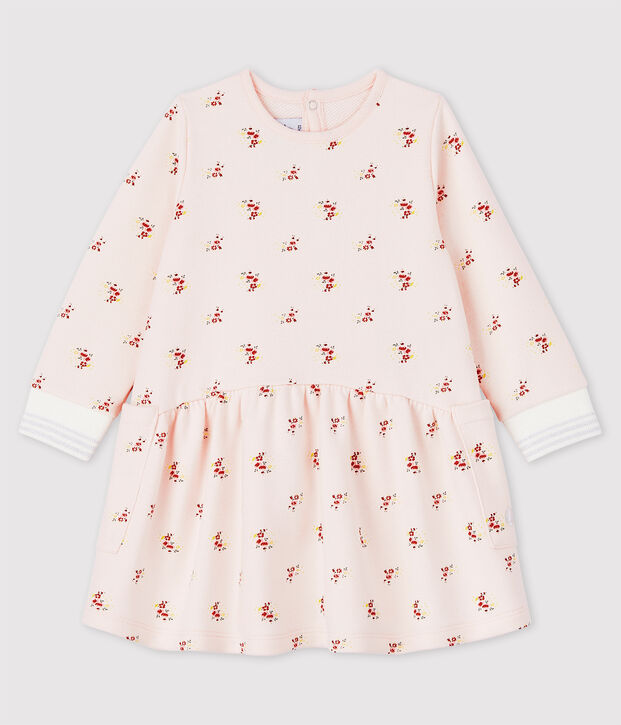 Lang&auml;rmeliges Baby-Kleid aus Molton f&uuml;r M&auml;dchen rosa/vielfarbig