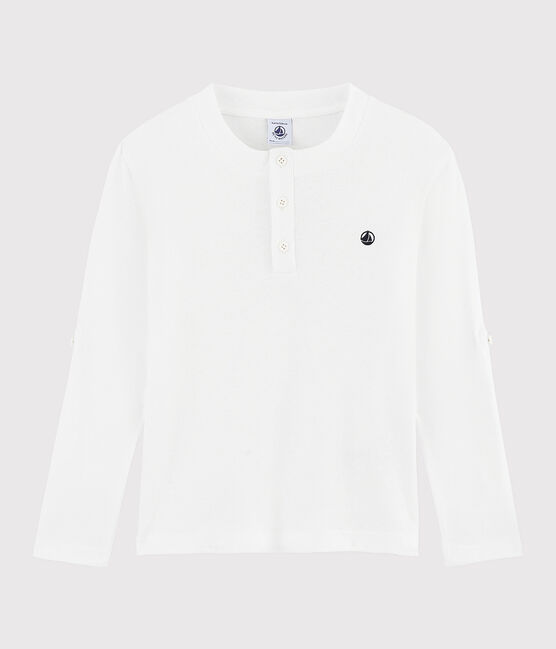 Kinder-T-Shirt aus Baumwolle-Leinen-Mix für Jungen weiss MARSHMALLOW