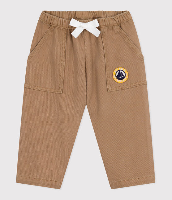 Baby-Hose aus einfarbiger Baumwolle mit Aufnäher im Cargo-Stil beige ROCHE CLAIR