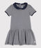 Baby-Mädchen-Kleid mit Milleraies-Ringelmuster blau SMOKING/beige COQUILLE