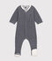 Baby-Strampler aus Samt mit Ringelstreifen blau SMOKING/weiss MARSHMALLOW