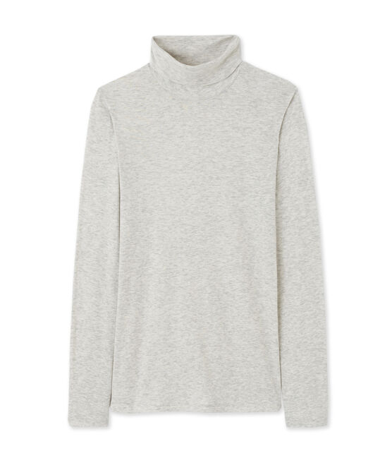 Damen-Unterziehpullover aus leichter Baumwolle grau BELUGA CHINE