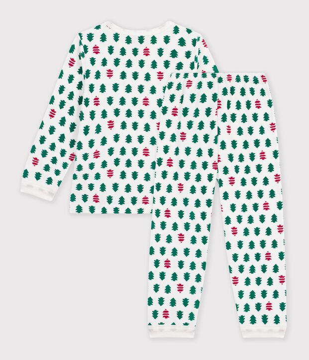 Kinder-Pyjama aus gemustertem Nicki weiss/vielfarbig