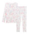 Sehr eng anliegender Rippstrick-Pyjama für kleine Mädchen weiss MARSHMALLOW/weiss MULTICO