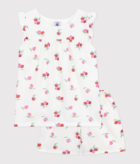 Kinder-Kurzpyjama aus Baumwolle mit Frucht-Motiv weiss MARSHMALLOW/weiss MULTICO