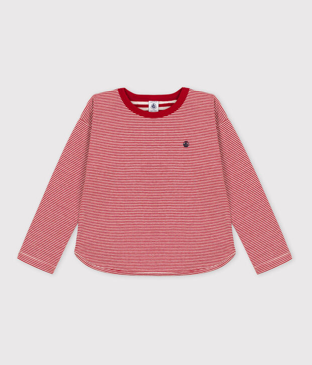 Lang&auml;rmeliges Kinder-T-Shirt aus Doppeljersey f&uuml;r Jungen rot/beige