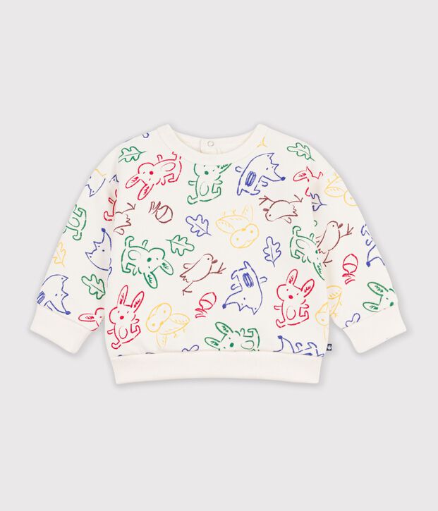 Baby-Sweatshirt aus Baumwolle mit Tiermotiv naturfarben/vielfarbig
