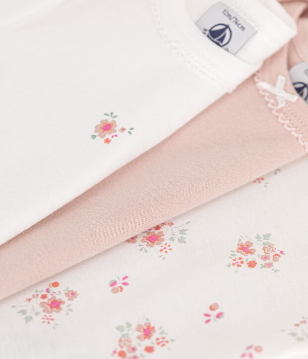 3er-Set kurz&auml;rmelige Bodys aus Baumwolle mit Blumenmotiv f&uuml;r Babys vielfarbig