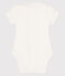 Kurzärmeliger Baby-Body mit Halskrause weiss MARSHMALLOW