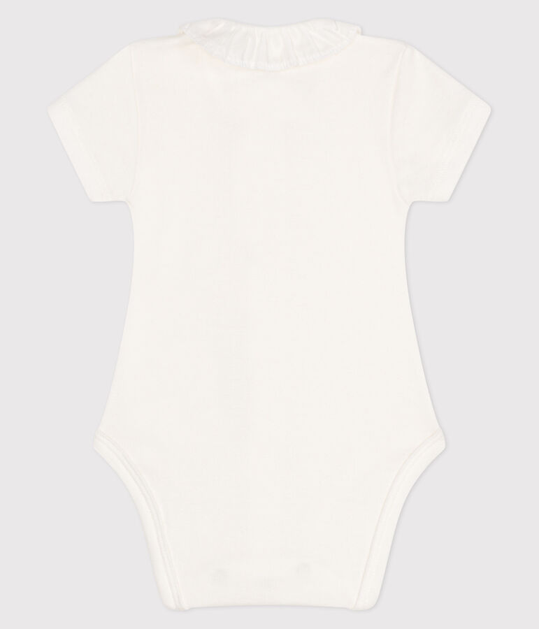 Kurz&auml;rmeliger Baby-Body mit Halskrause weiss MARSHMALLOW