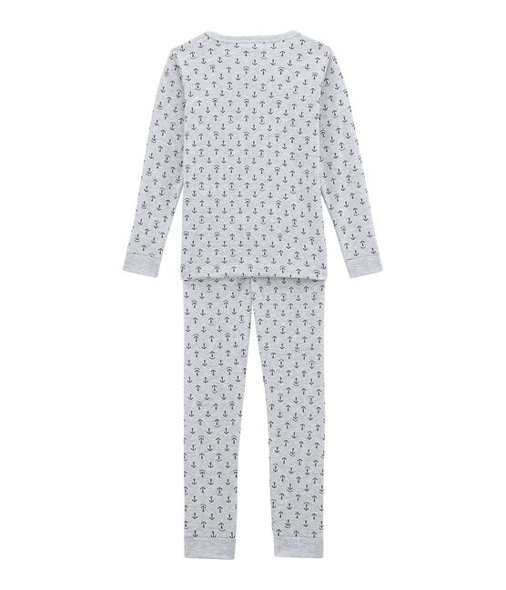 Eng anliegender Jungen-Schlafanzug grau POUSSIERE/blau MEDIEVAL