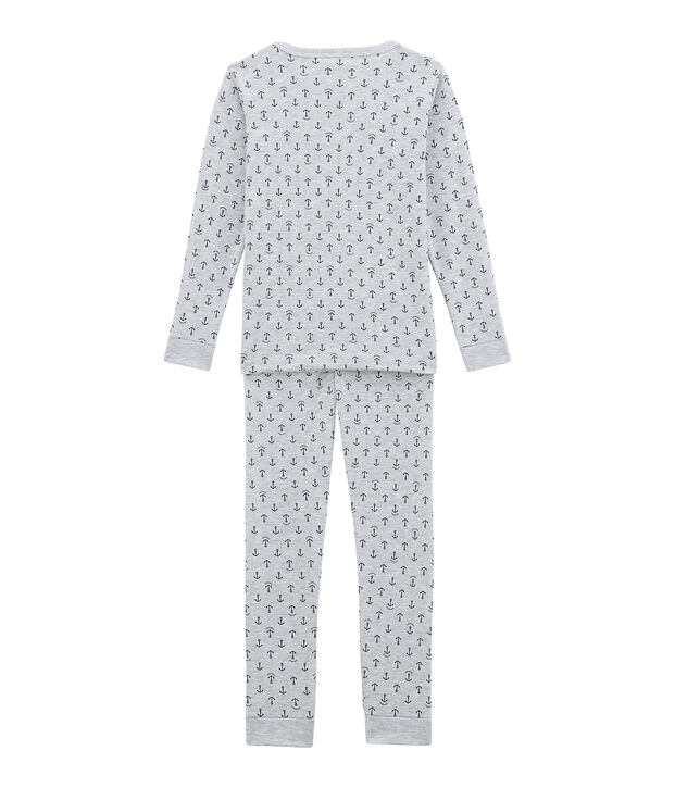 Eng anliegender Jungen-Schlafanzug grau/blau