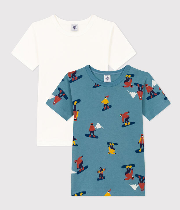 2er-Set kurz&auml;rmelige T-Shirts aus Baumwolle mit Snowboard-Motiv f&uuml;r Jungen vielfarbig