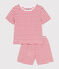 Kinder-Kurzpyjama aus Baumwolle mit Streifen rot MARSHMALLOW/ SPI