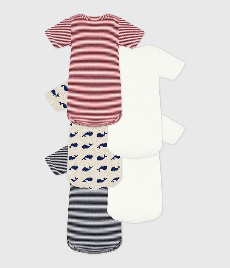 Set kurz&auml;rmeliger Baby-Bodys aus Baumwolle mit Walmotiv vielfarbig