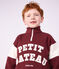Kinder-Sweatshirt mit Rei&szlig;verschluss-Kragen aus Baumwolle im Colorblock rot/naturfarben