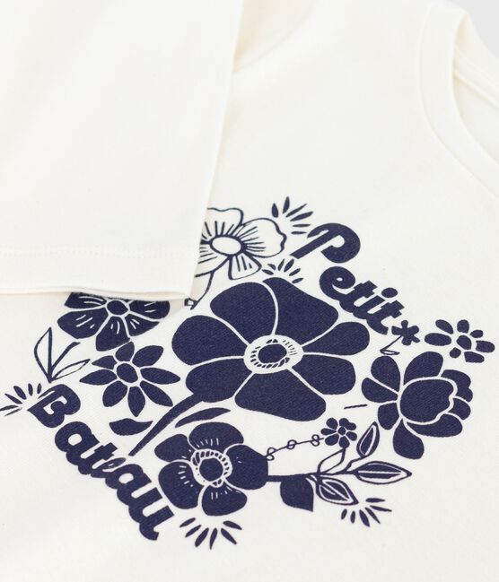 Langärmeliges Kinder-T-Shirt aus bedruckter Baumwolle naturfarben MILK
