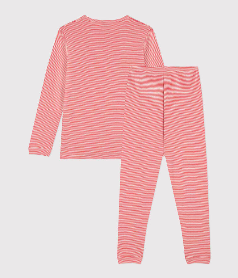 Kinderpyjama aus Baumwolle mit Streifen f&uuml;r Jungen orange/weiss