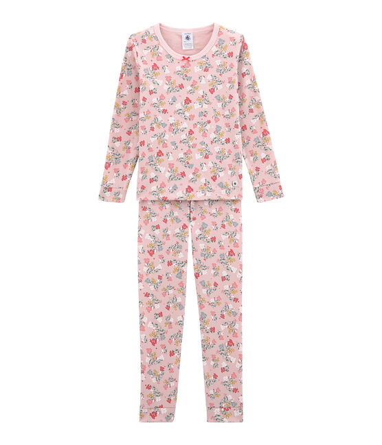 Eng anliegender Mädchen Schlafanzug rosa JOLI/weiss MULTICO