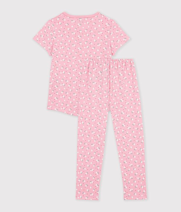 Kurz&auml;rmeliger Kinder-Pyjama mit langen Beinen aus bedruckter Baumwolle rosa/vielfarbig