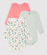 3er-Set langärmelige Baby-Bodys aus Bio-Baumwolle mit Blumenmuster für Mädchen