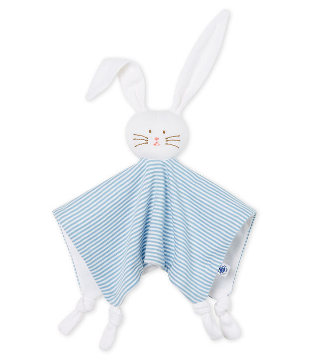 Baby-Kuschelh&auml;schen aus Rippstrick blau/weiss