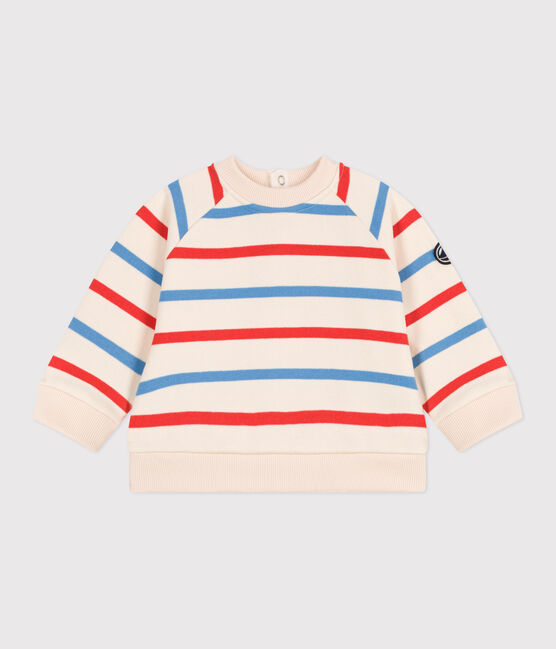 Baby-Sweatshirt aus Baumwolle mit zweifarbigen Matrosenstreifen  weiss AVALANCHE/ MULTICO