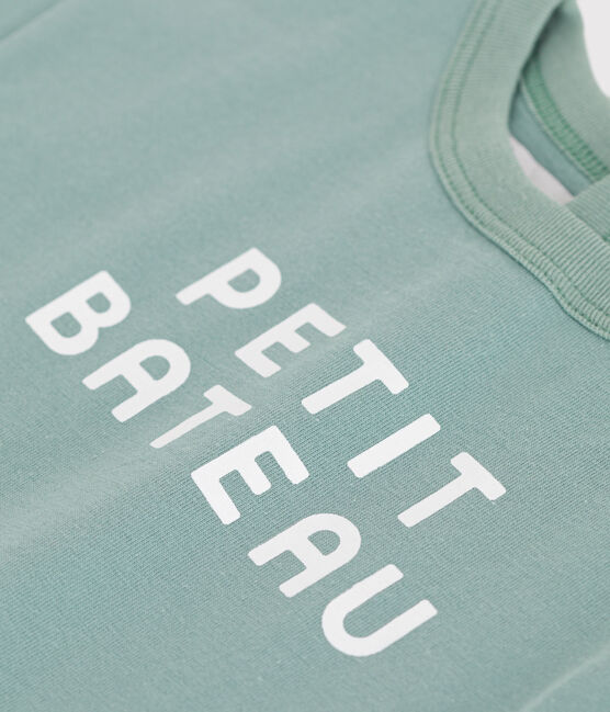 Kurzärmeliges Baby-T-Shirt aus einfarbiger Baumwolle grün PAUL