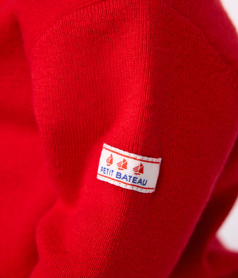 Baby-Pullover im Marine-Look aus einfarbiger Wollle und Baumwolle rot