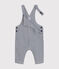 Lange Baby-Latzhause aus Leinenstoff blau MEDIEVAL/weiss MARSHMALLOW