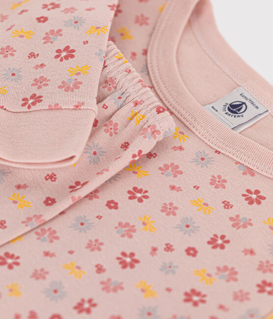 Körpernaher Kinderpyjama aus Baumwolle mit Blumenmuster SALINE/ MARSHMALLOW