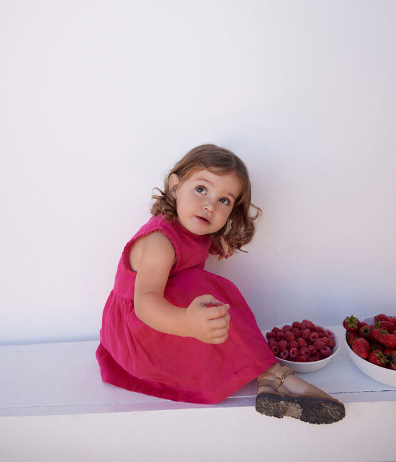 Ärmelloses Babykleid aus Leinen rosa DELHI