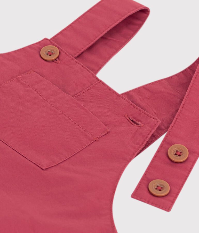 Kurze Baby-Latzhose aus Crisp-Serge rosa