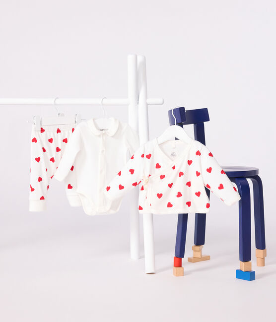 3-teiliges Baby-Set aus Baumwolle mit Herzmotiv weiss MARSHMALLOW/rot TERKUIT