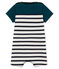 Gestreifter baby-kurzoverall aus schwerem jersey jungen grün PINEDE/weiss MARSHMALLOW/ SMOKING