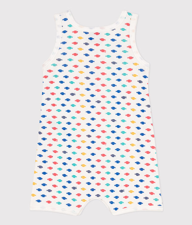Baby-Kurzoverall aus Baumwolle mit Meerestieren weiss/vielfarbig