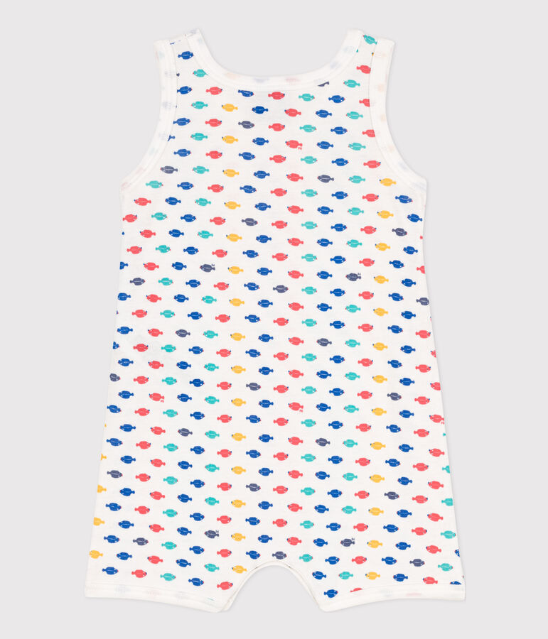 Baby-Kurzoverall aus Baumwolle mit Meerestieren weiss/vielfarbig