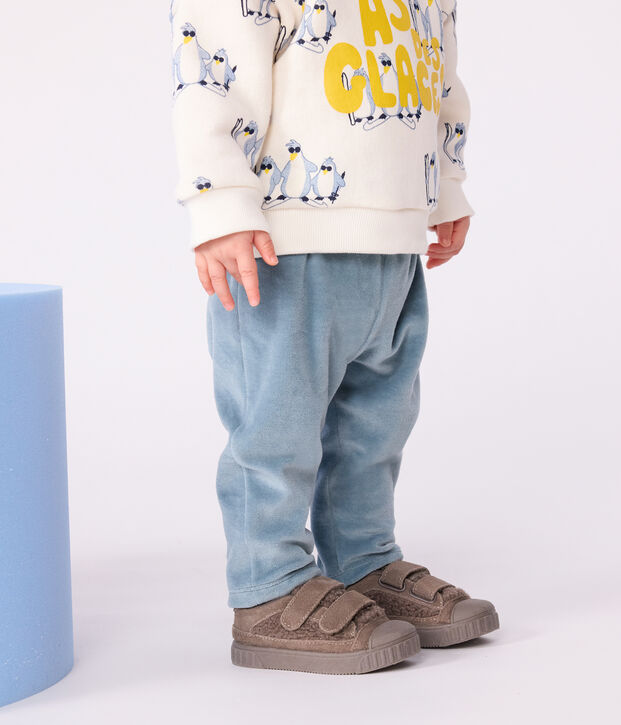 Baby-Hose aus einfarbigem Bouclette-Samt blau