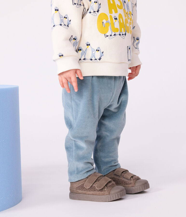 Baby-Hose aus einfarbigem Bouclette-Samt blau GOBELIN