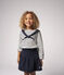 Langärmeliges Kinder-T-Shirt aus Jersey für Mädchen weiss MARSHMALLOW/blau SMOKING