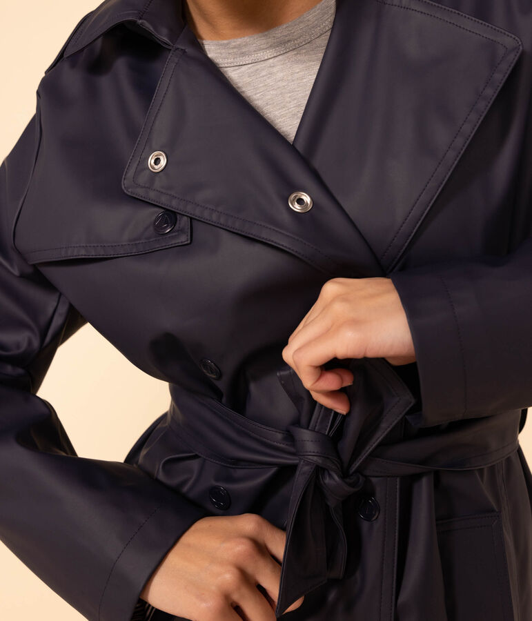 Trenchcoat mit Kapuze f&uuml;r Damen blau