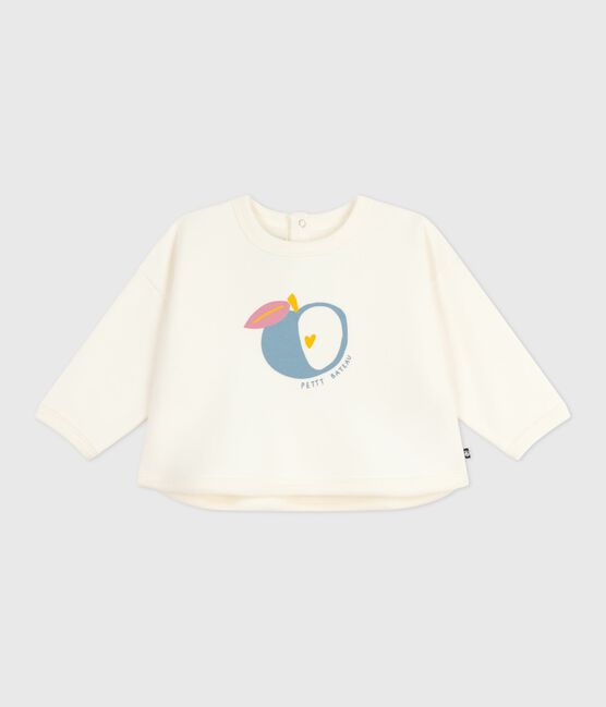Baby-Sweatshirt aus Baumwolle, warm und weich mit Apfelmotiv naturfarben MILK