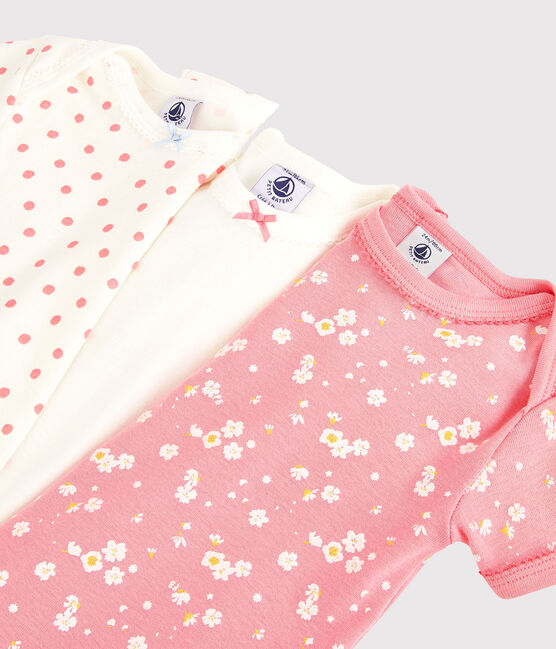 3er-Set kurzärmeliger Baby-Bodys mit frühlingshaftem Print für Mädchen variante 1