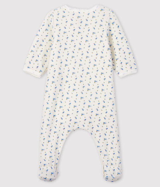 Baby-Bodyjama aus Velours mit Blümchen-Motiv für Mädchen weiss MARSHMALLOW/weiss MULTICO