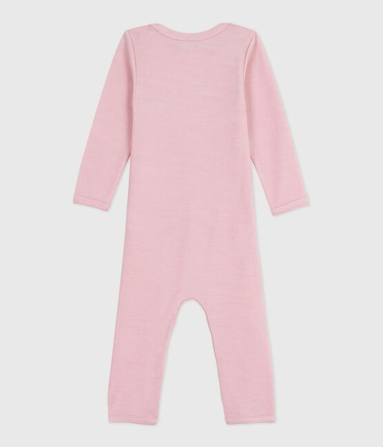 Langbeiniger Baby-Body aus Wolle und Baumwolle rosa JOLI