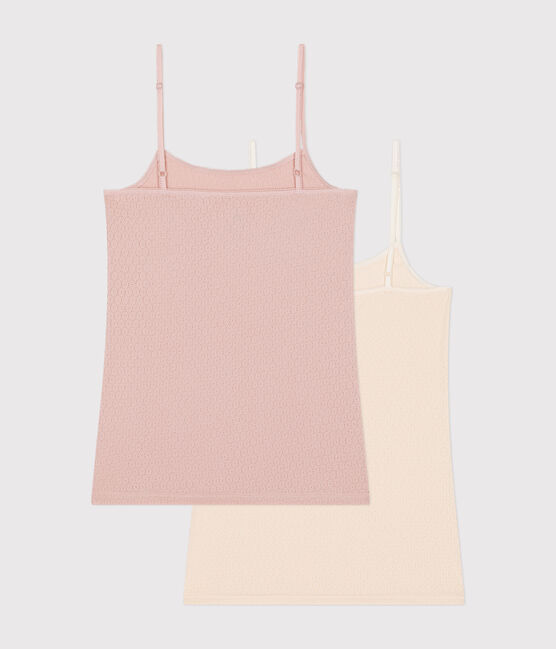 2er-Set Spaghetti-Top aus Baumwolle mit Lochstickerei für Damen variante 1