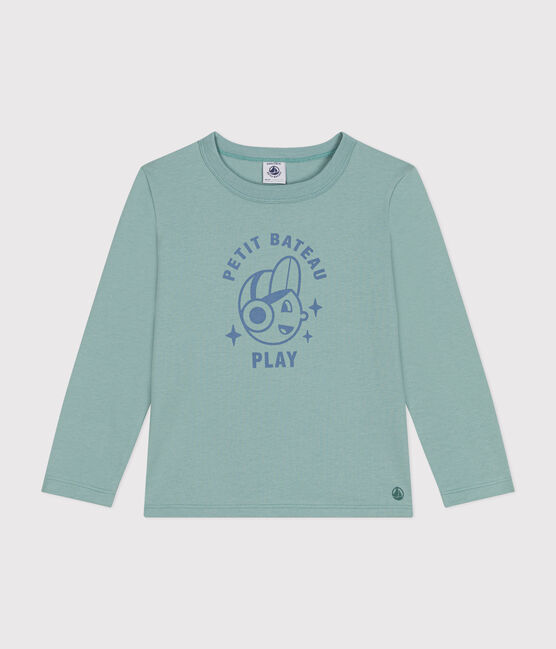 Langärmeliges Kinder-T-Shirt aus feinem Jersey für Jungen grün PAUL