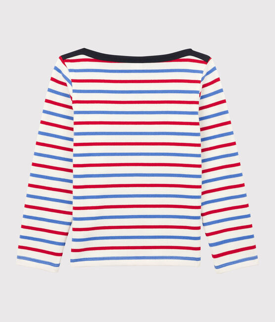 Streifenshirt aus Baumwolle für Mädchen und Jungen weiss MARSHMALLOW/rot BRASIER/blau PEPS