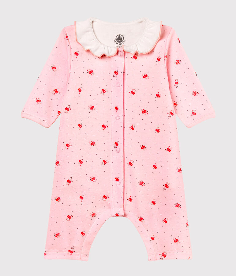 Gemusterter baby-bodyjama ohne f&uuml;sse m&auml;dchen 1x1-gerippt rosa/vielfarbig